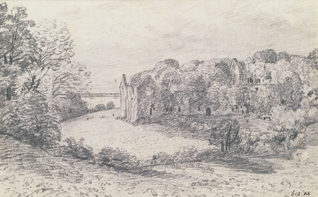 Netley Abbey, 1888 (tegning) af John Constable