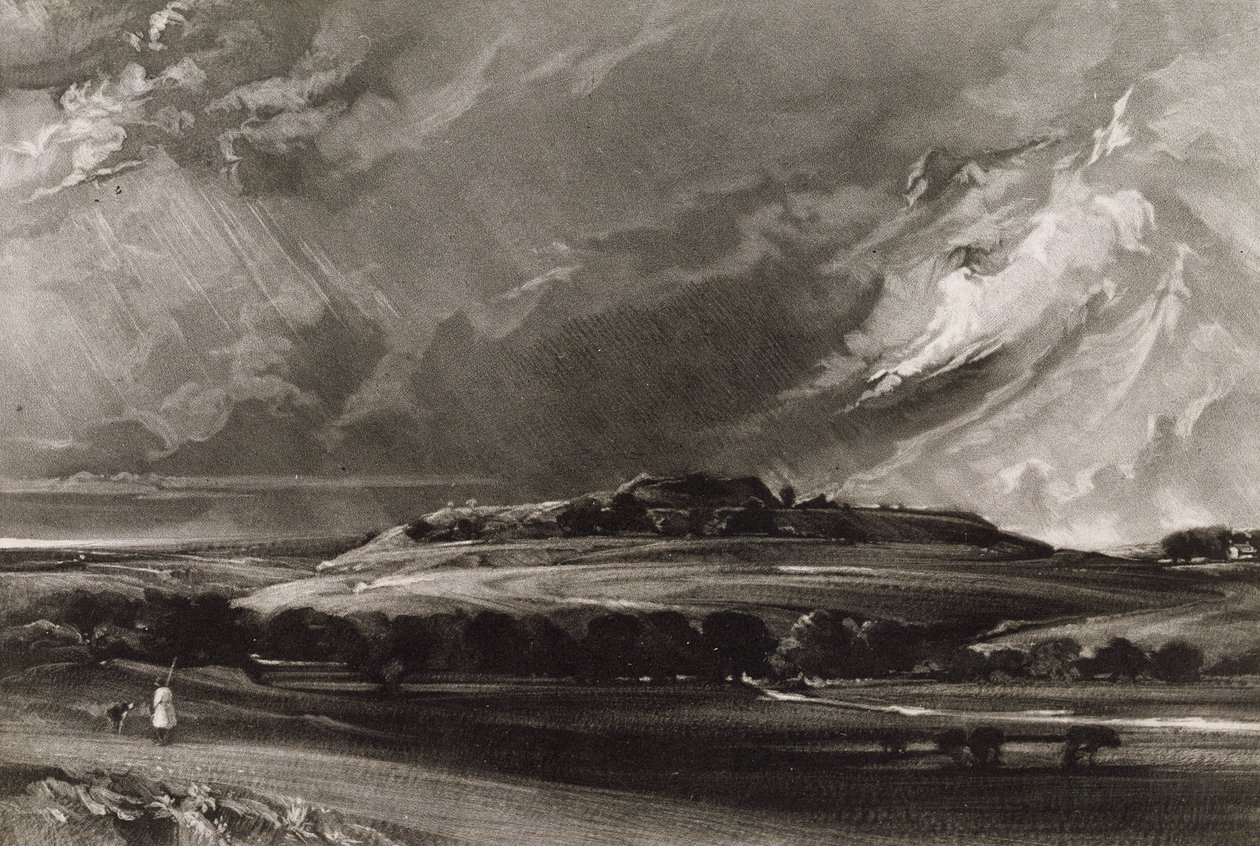 Old Sarum, indgraveret af David Lucas (1802-81) ca. 1829 (mezzotint) af John Constable