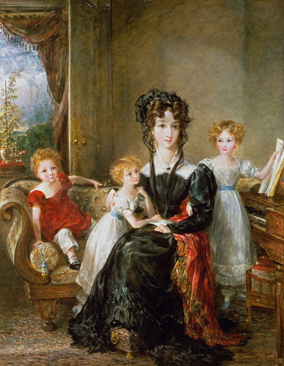 Portræt af Elizabeth Lea og hendes børn, ca. 1828 (par 95338) af John Constable