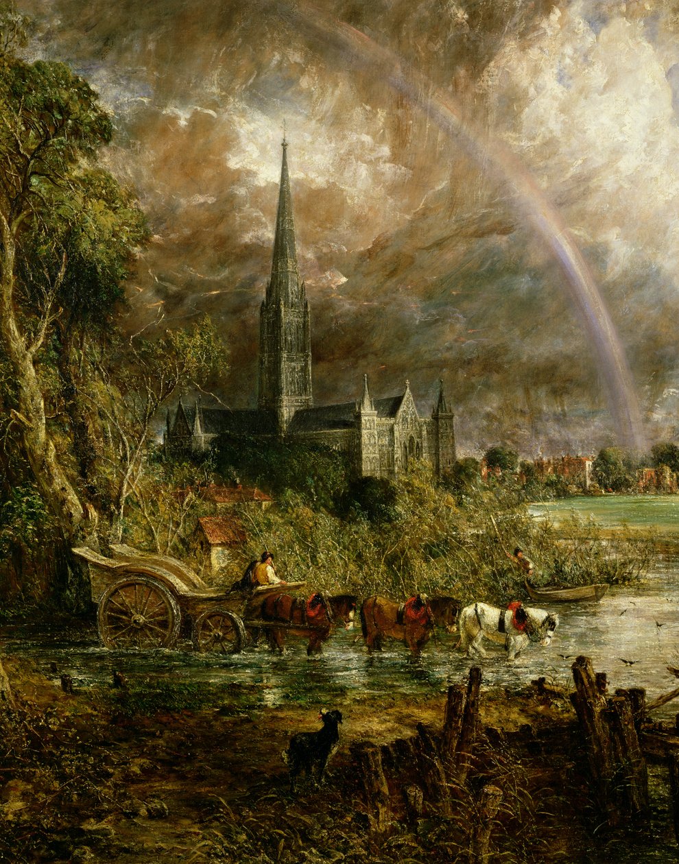 Salisbury Cathedral From the Meadows, 1831 detalje fra 1560 af John Constable