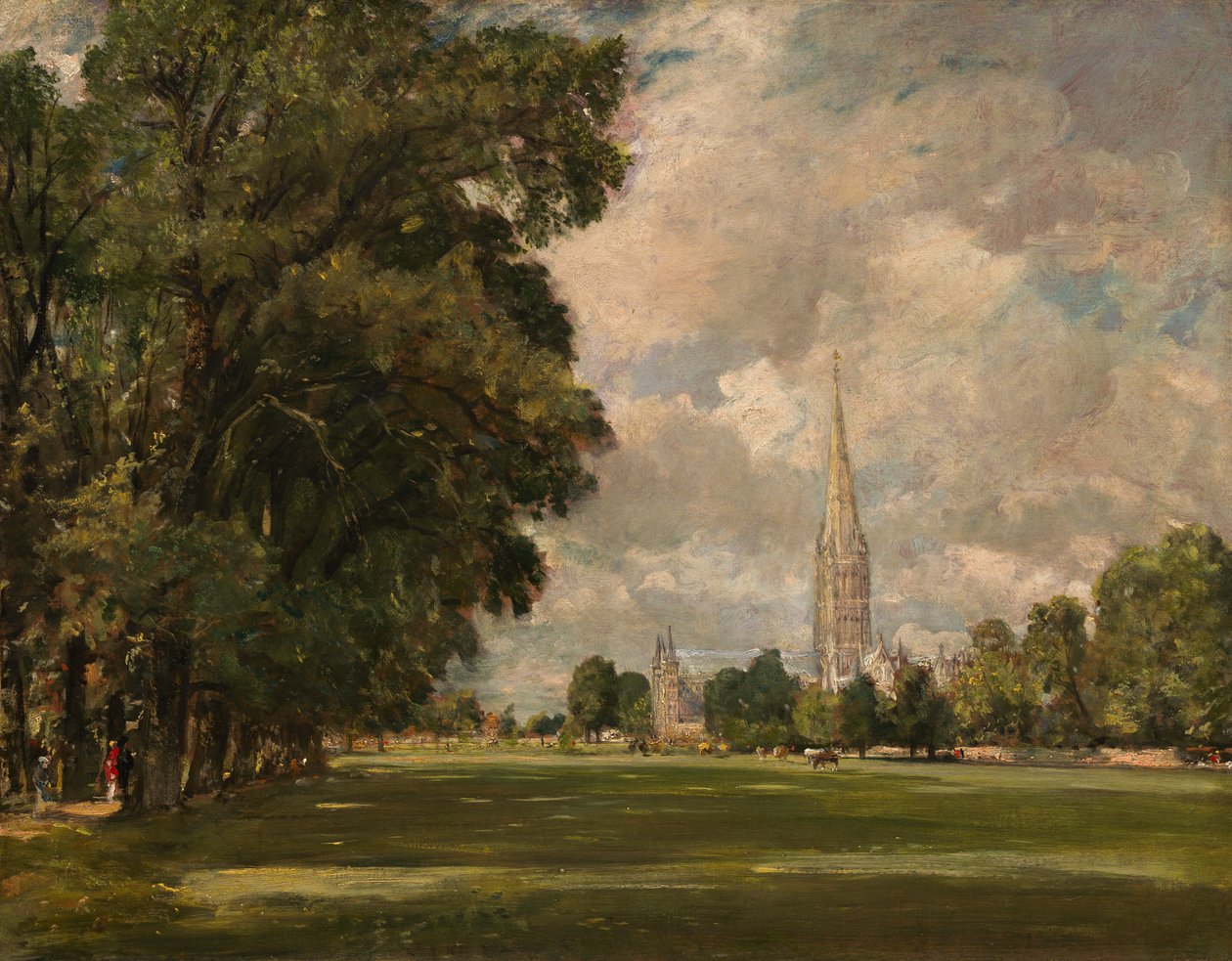 Salisbury Cathedral fra Lower Marsh Close, 1820 af John Constable