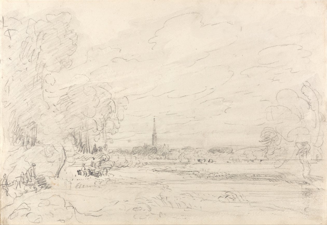 Salisbury Cathedral fra Meadows af John Constable