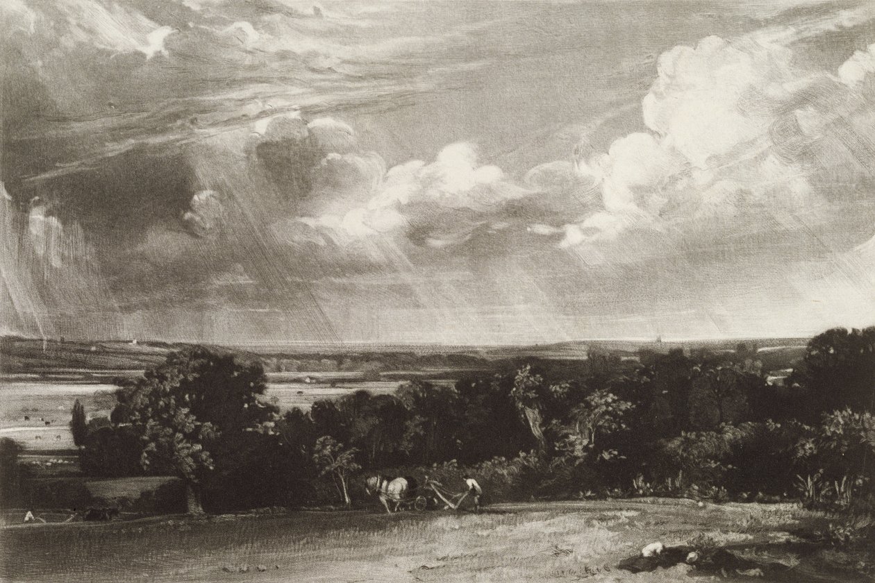 Sommerland, graveret af David Lucas (1802-81) (mezzotint) af John Constable