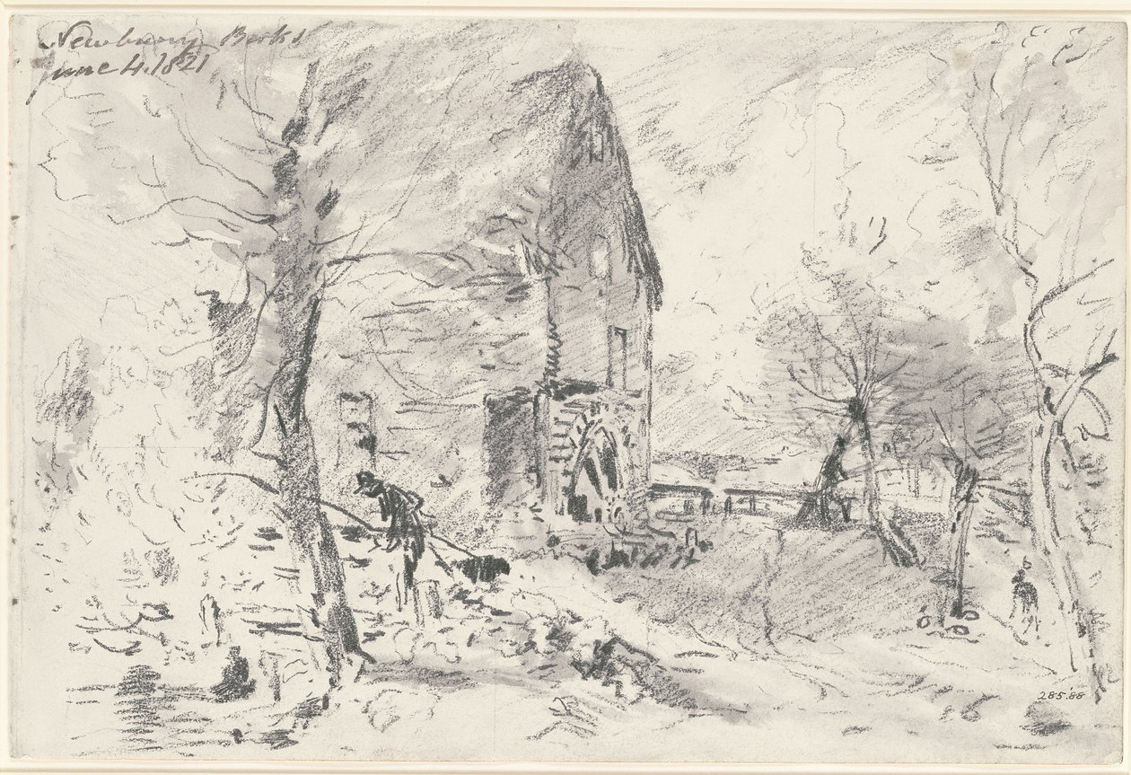 Vandmølle i Newbury (blyant) af John Constable