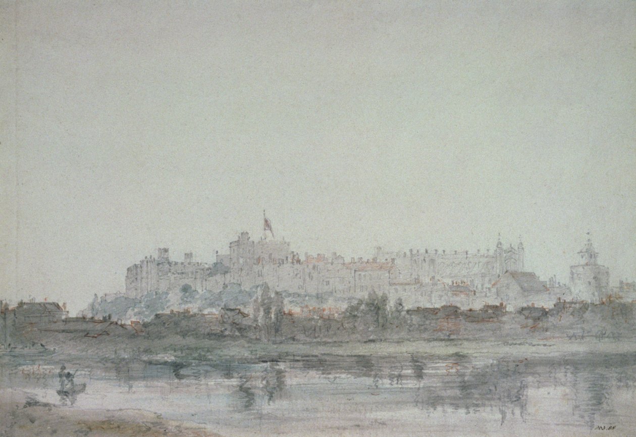Windsor Castle fra floden, 1800-tallet (tegning) af John Constable