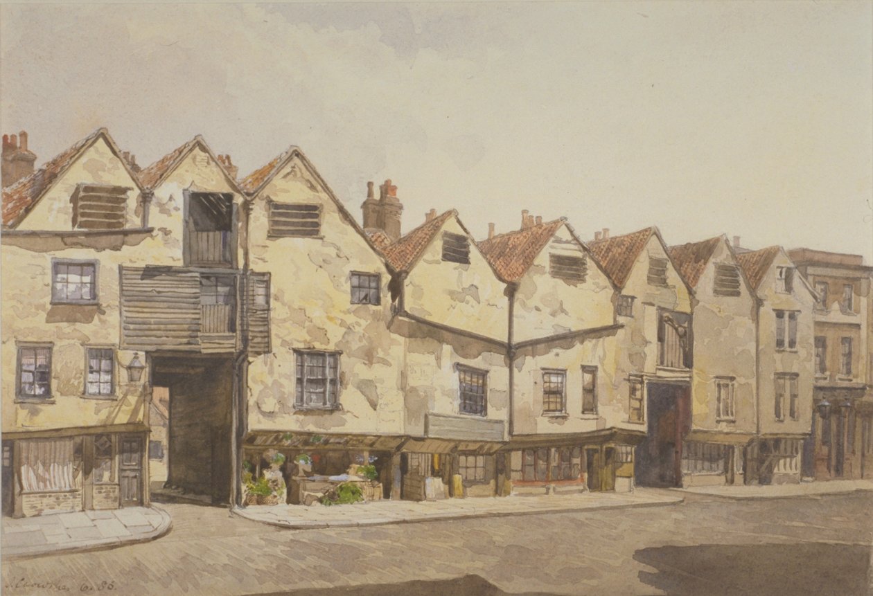 Udsigt over butikker og huse, Bermondsey Street, Bermondsey, 1886 af John Crowther