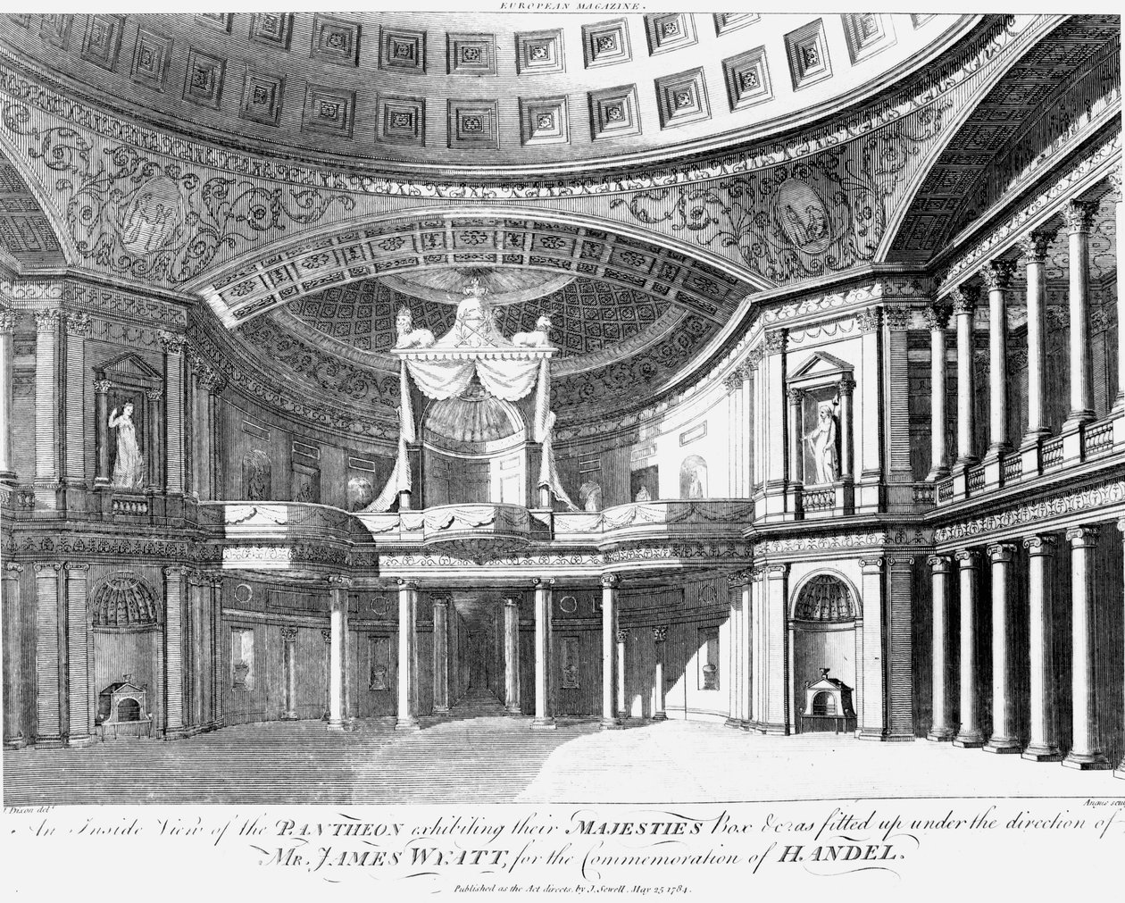Et indvendigt billede af Pantheon, Oxford Street, London, 1784 af John Dixon