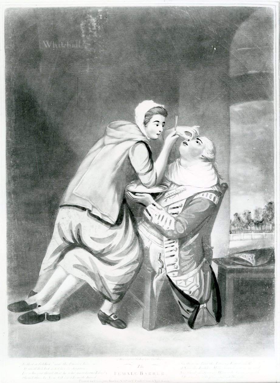 Den kvindelige barber, 1770 (mezzotint) af John Dixon