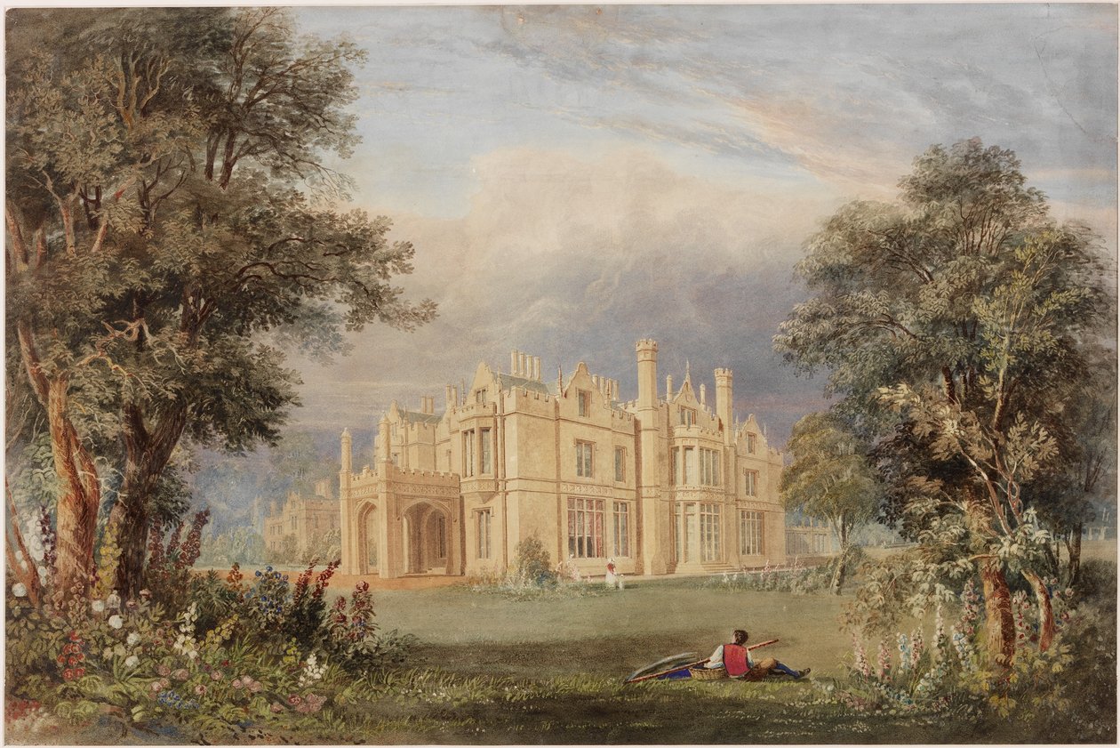 Lilburn Tower, Northumberland (bc, blyant og wc på papir) af John Dobson
