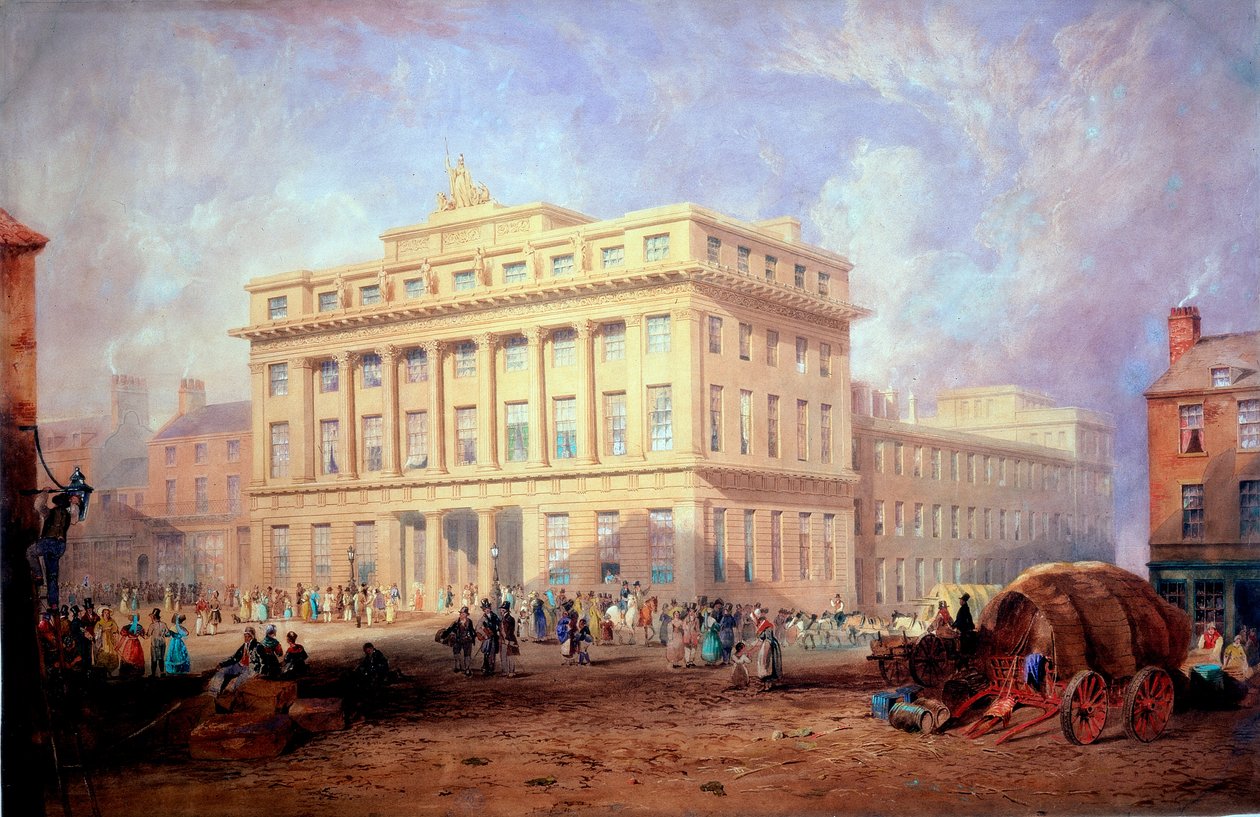The Royal Arcade, Newcastle upon Tyne (kropsfarve og blæk og akvarel på papir (på papir)) af John Dobson