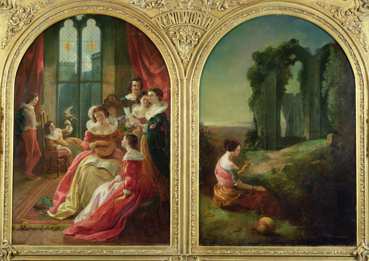 Kenilworth Castle - fortid og nutid, 1854 af John Eaton Walker