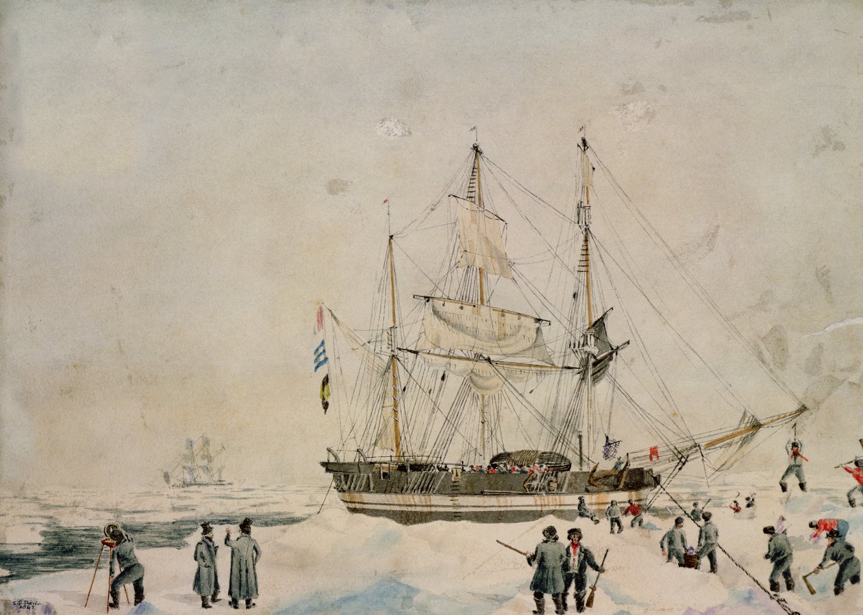 Walking in the Pack, Ross Expedition, 1842 af John Edward Davis