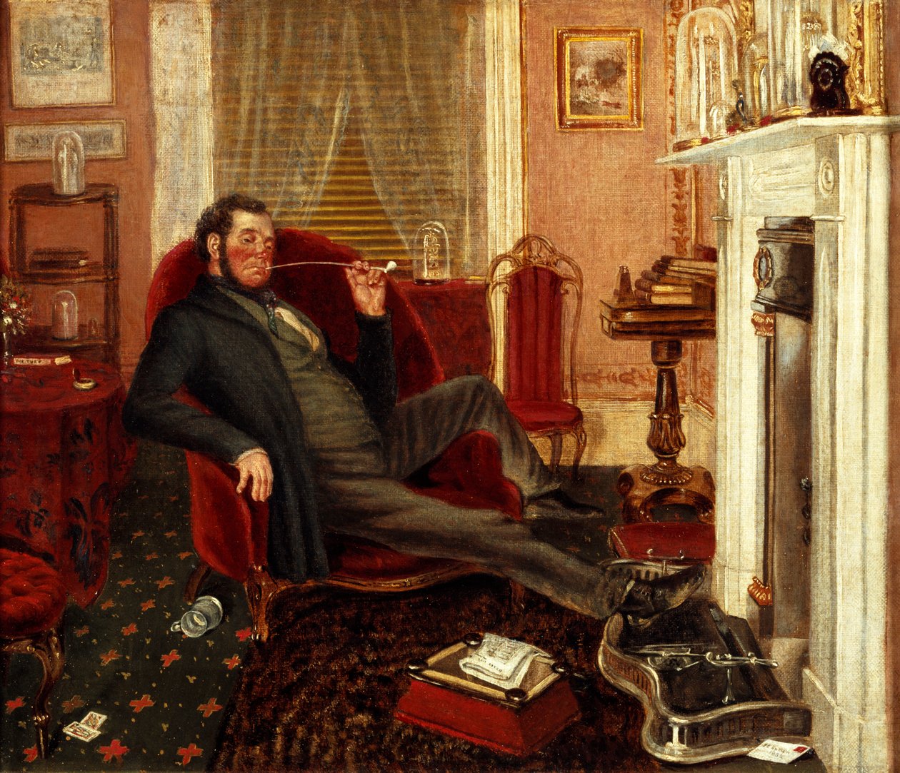 Mand ryger i en salon, 1862 af John Edward Soden