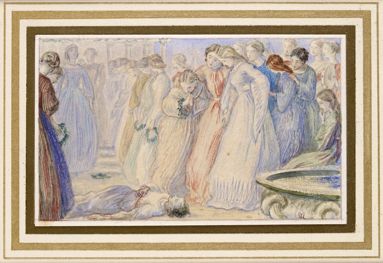 Iphis og Anaxarete (akvarel med pen og blæk) af John Everett Millais