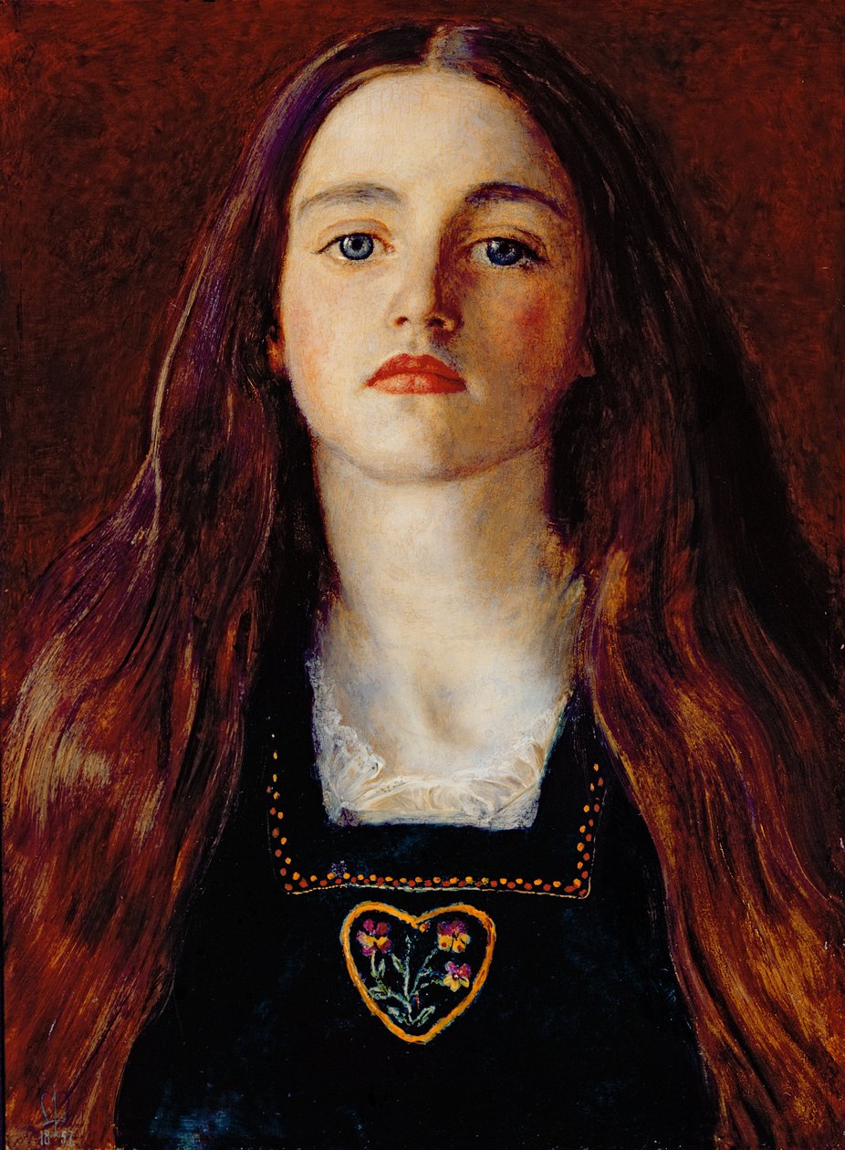 Portræt af en pige, 1857 (olie på papir lagt over panel) af John Everett Millais
