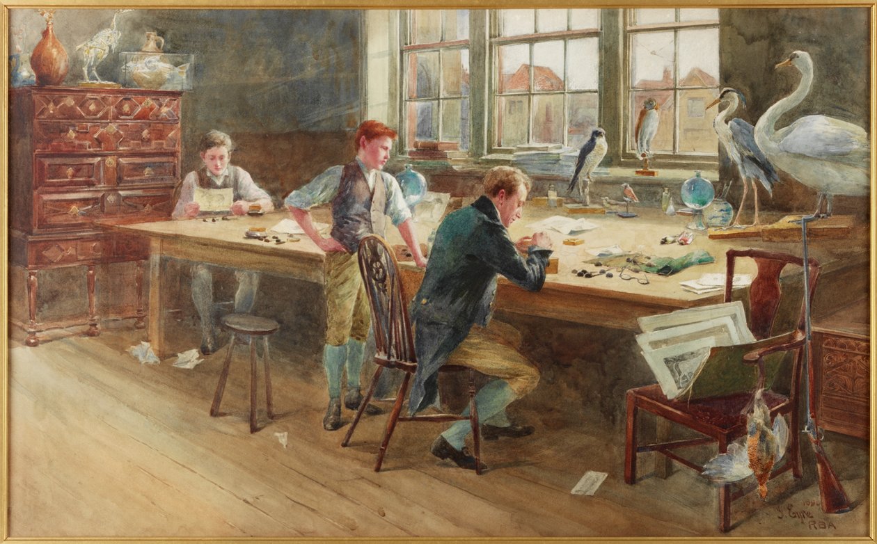 Gravøren, 1896 (gouache, blyant og wc ombord) af John W. Eyres
