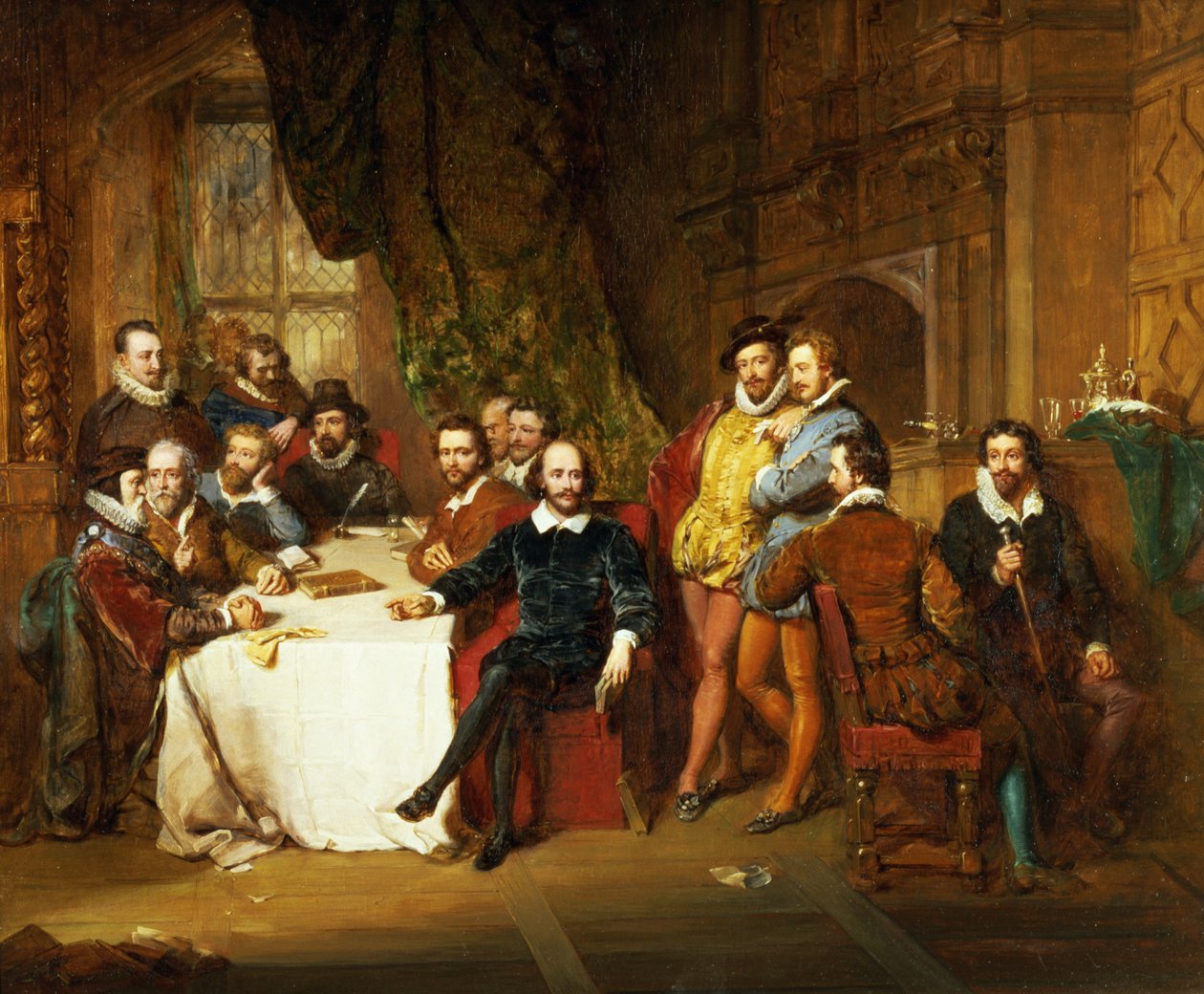 Shakespeare og hans venner på Mermaid Tavern, 1850 af John Faed