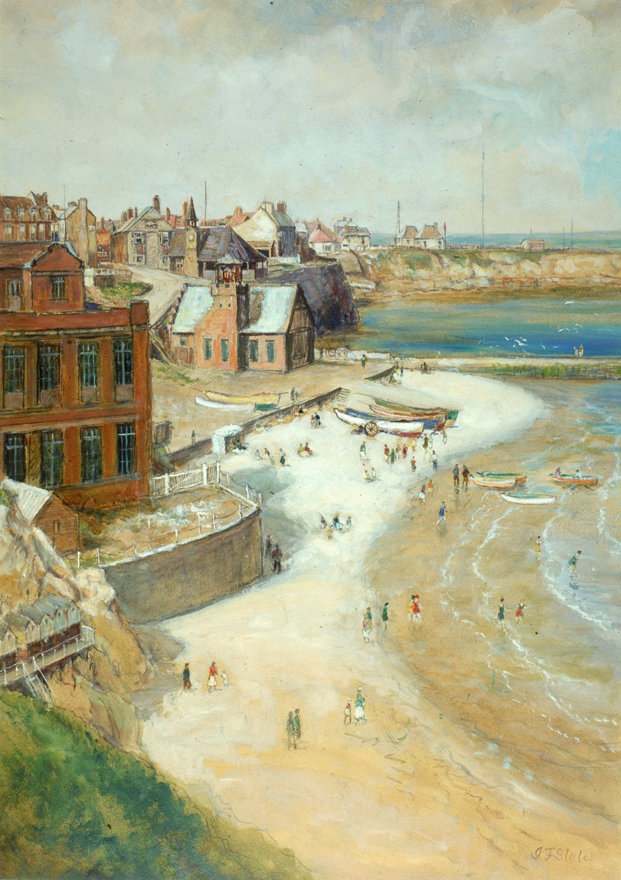 Cullercoats, Northumberland, 1910 (olie, blyant og wc på kort) af John Falconar Slater