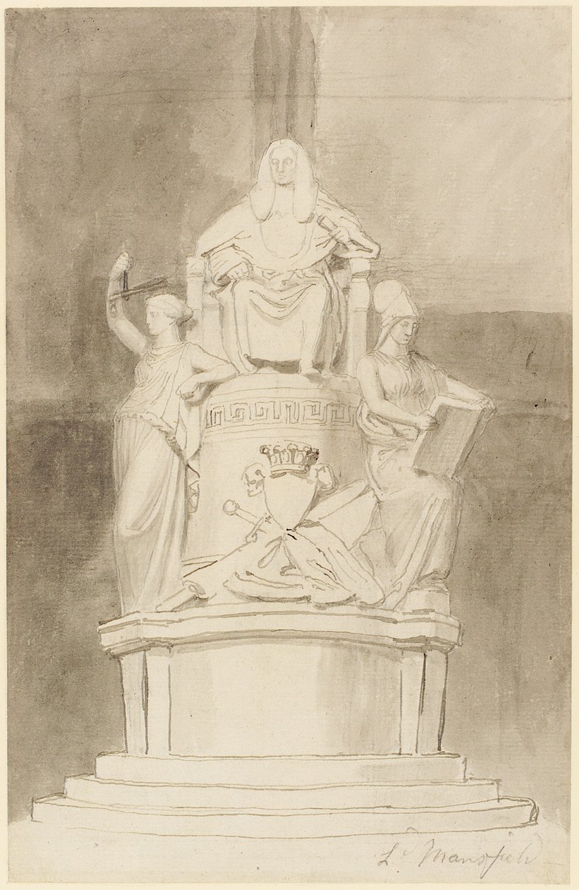 Design til Monument of Lord Mansfield, Westminster Abbey (blyant, pen, blæk og vask på papir) (se også 273968 og 273969) af John Flaxman