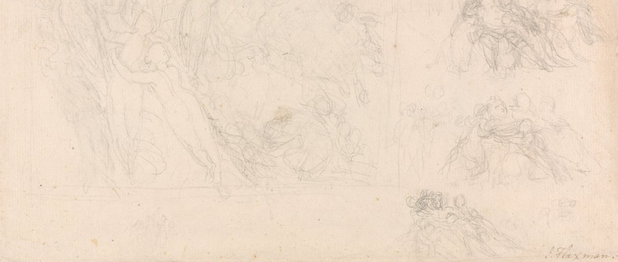 Ark med figurstudier til Odyssey af John Flaxman