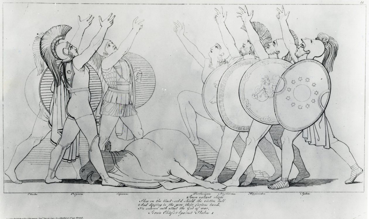De syv mod Theben, 1795 af John Flaxman