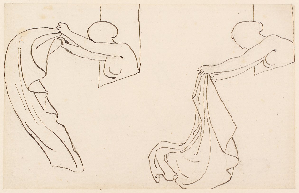 To studier af en pige (blyant, pen og blæk på papir) af John Flaxman