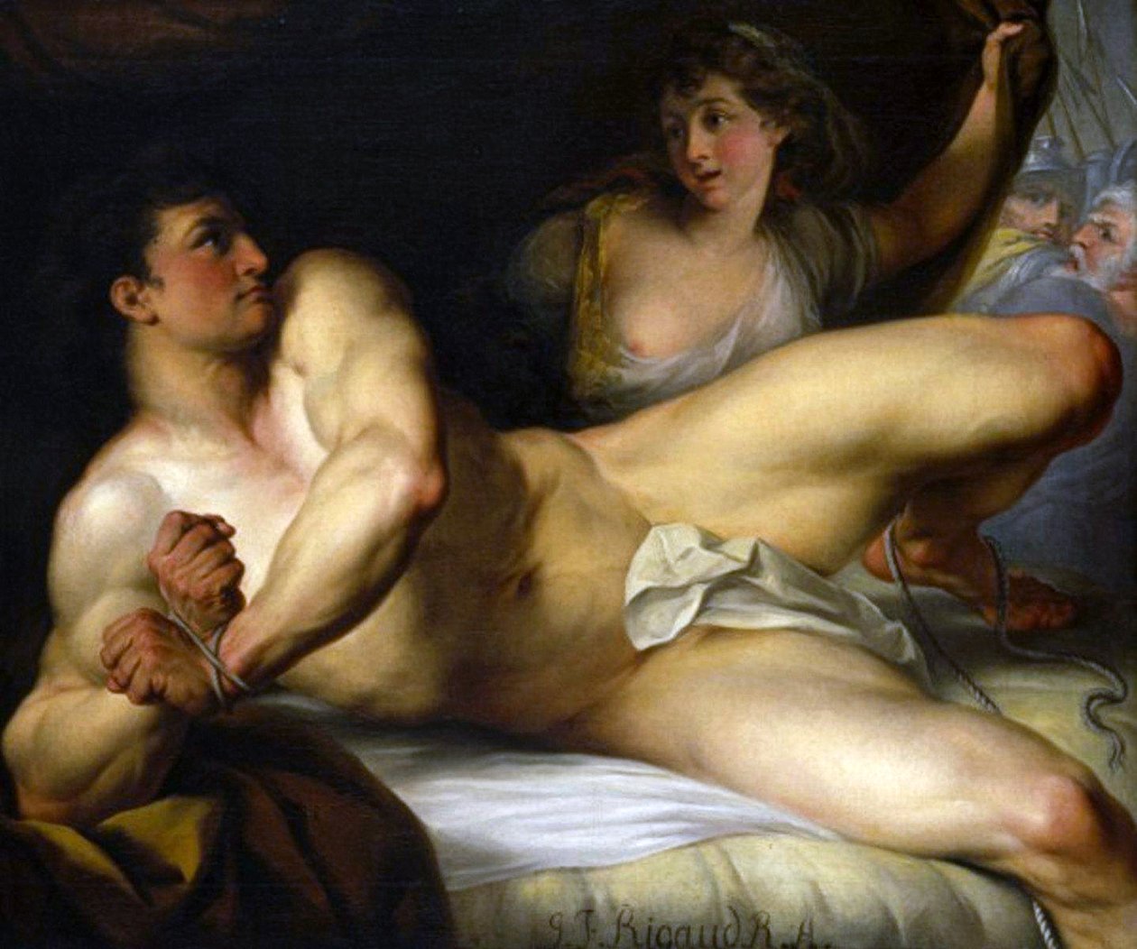 Samson bryder sine bands eller Samson og Delilah af John Francis Rigaud