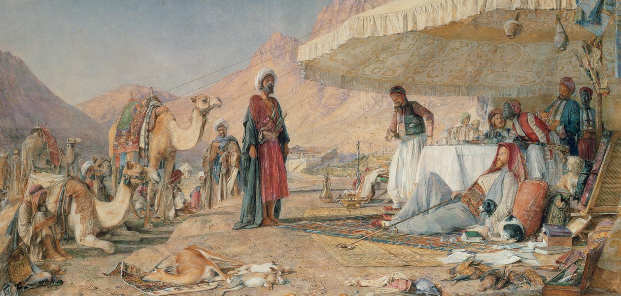 A Frank Campment in the Desert of Mount Sinai, 1842, 1856 (wc und gouache over blyant på papir) af John Frederick Lewis