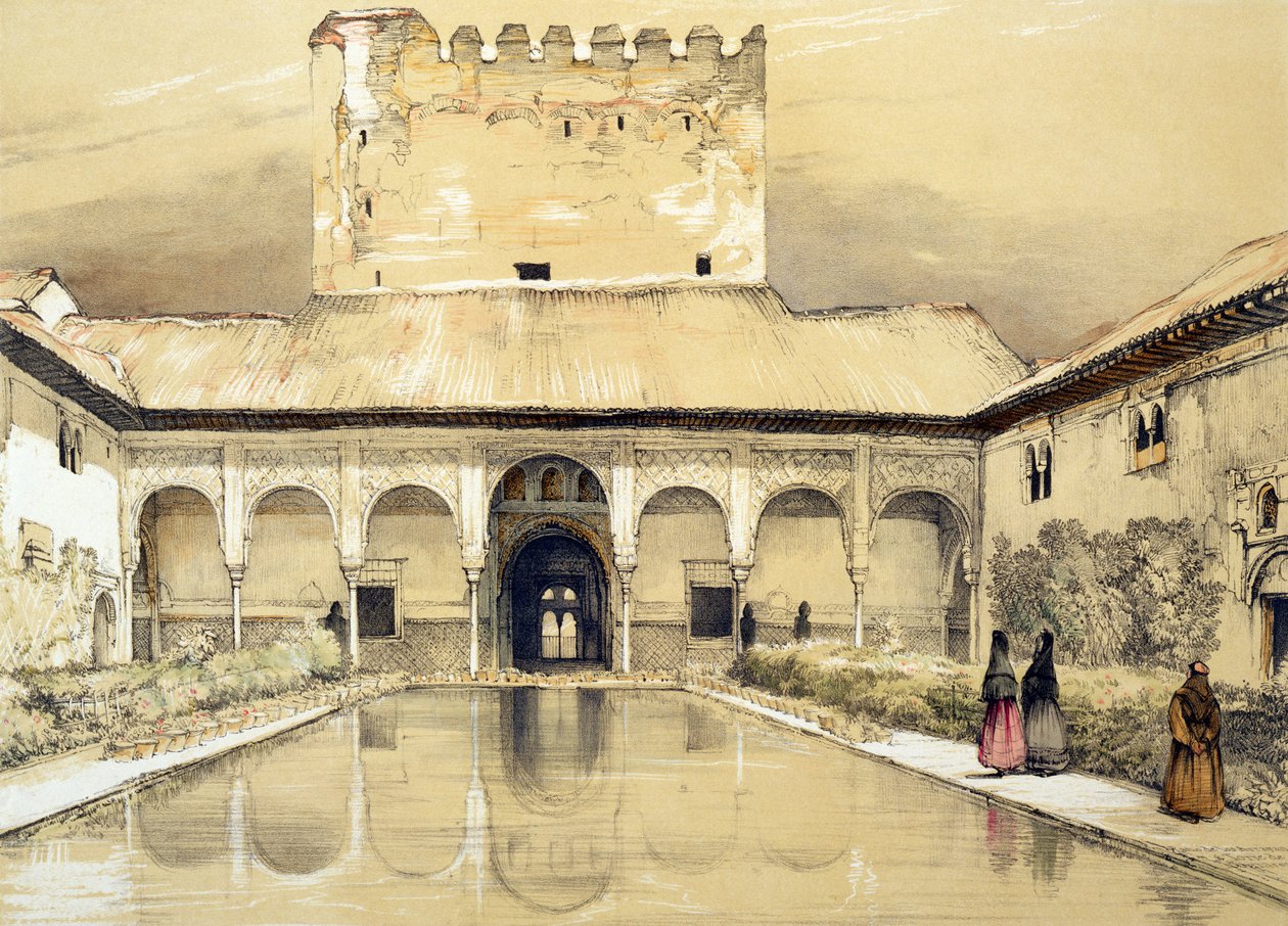 Court of the Myrtles (Patio de los Arrayanes) og Comares Tower, fra 