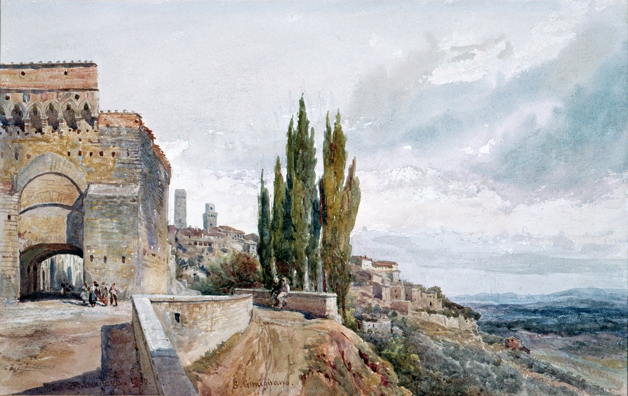 Ruinerne af det romerske teater i San Gimignano, 1800-tallet af John Fulleylove