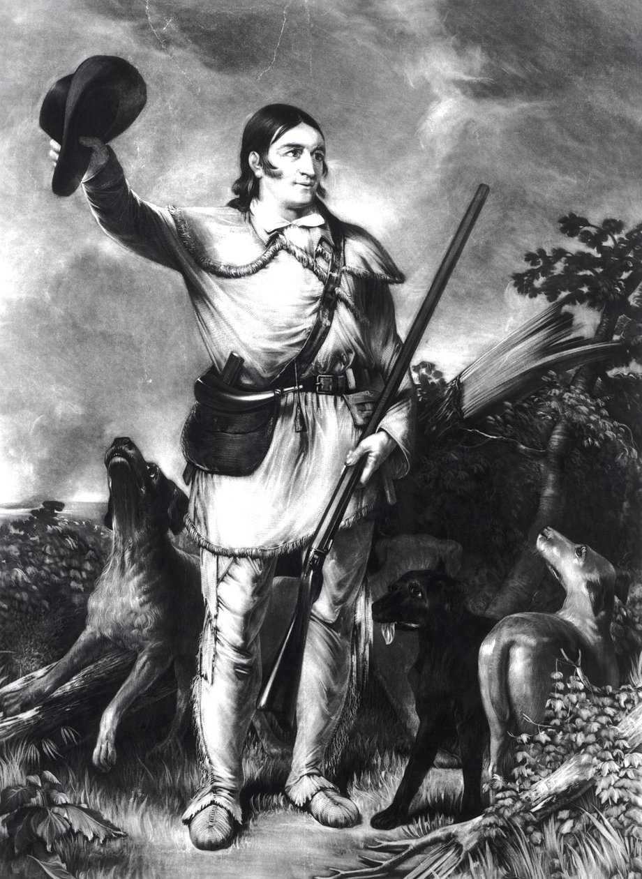 Oberst Davy Crockett, graveret af Charles Gilbert Stuart (ca.1787-1813) ca.1839 af John Gadsby Chapman