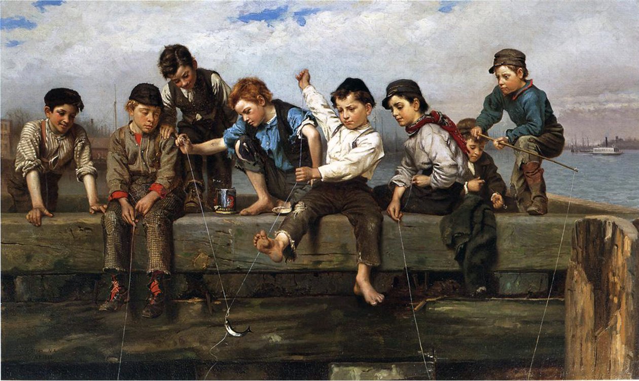 Drenge fiskeri, 1880 af John George Brown