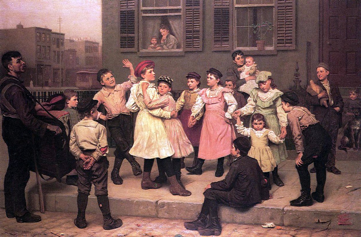 Børn danser på gaden, 1894 af John George Brown