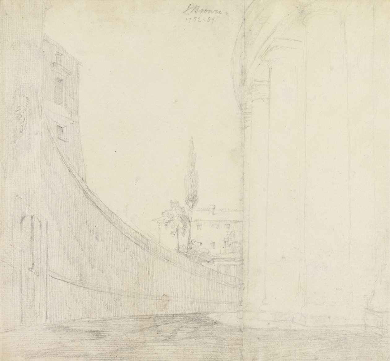 Udsigt fra bag søjlegangen, Piazza San Pietro, Rom af John George Brown