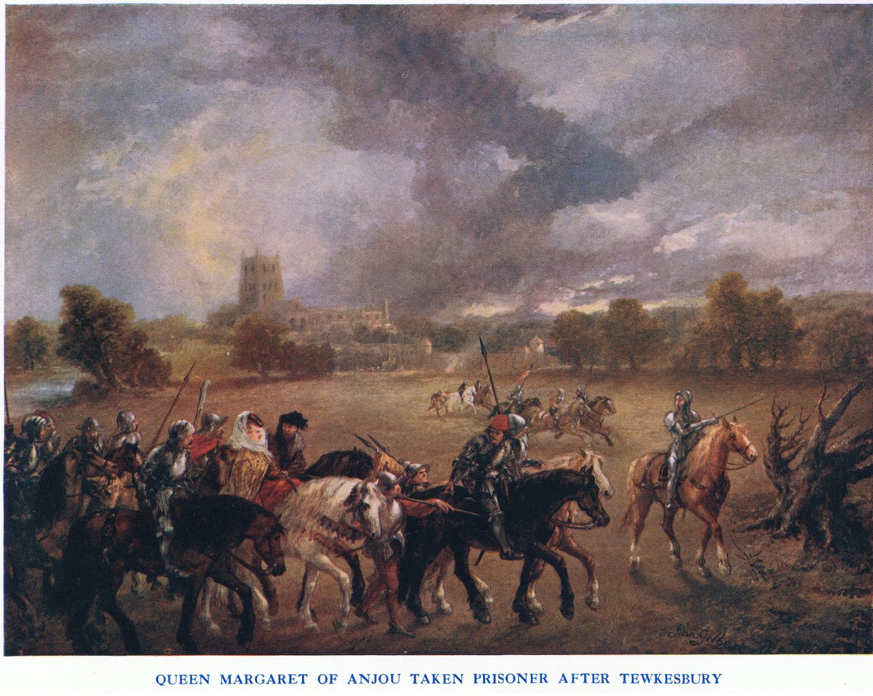 Dronning Margaret af Anjou taget til fange efter Tewkesbury, fra Cassells History of the British People udgivet af Waverley Book Company Limited, ca. 1940 af John Gilbert