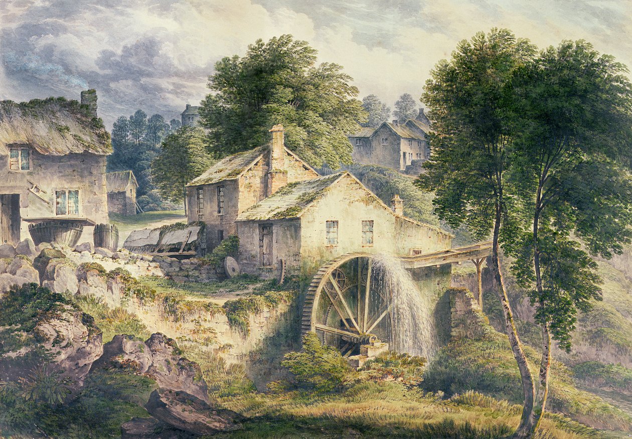 Mølle i Bonsall Dale, Derbyshire af John Glover