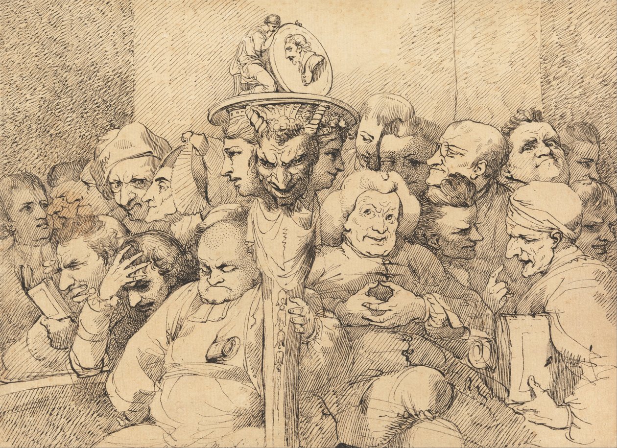 Litterære figurer samlet omkring Shakespeares medaljon af John Hamilton Mortimer