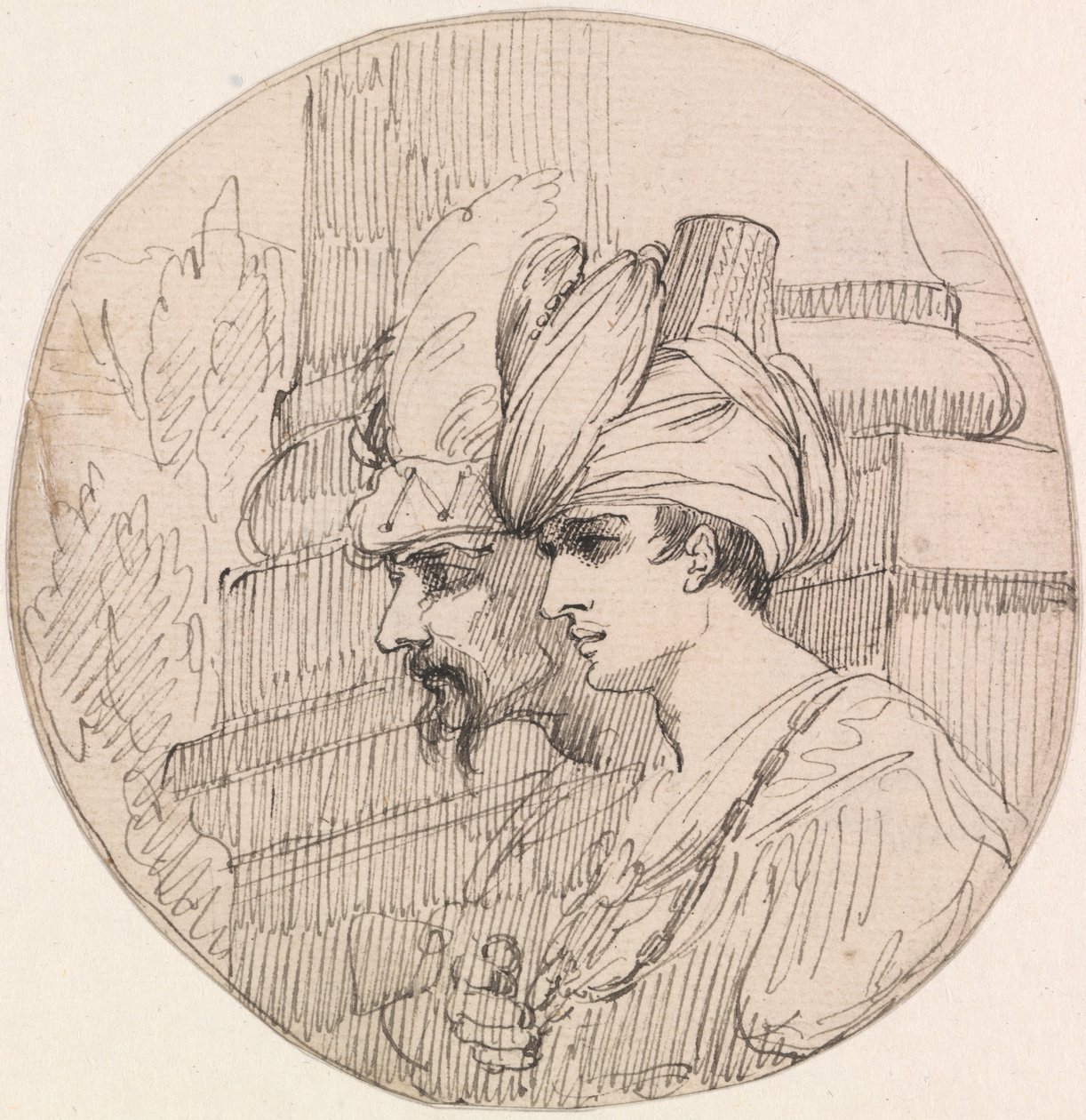 To hoveder i en Roundel af John Hamilton Mortimer