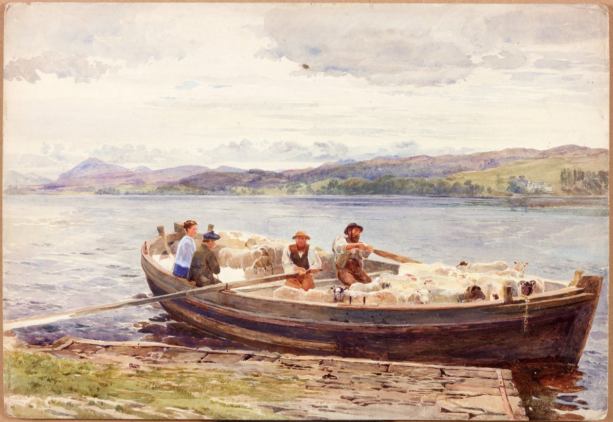 Færge får på en skotsk sø af John Isaac Richardson