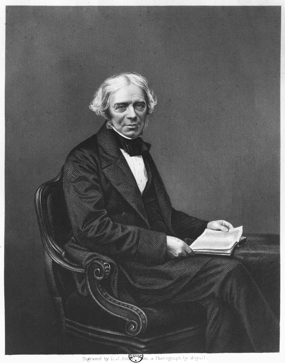 Portræt af Michael Faraday (1791-1867), graveret af D.J. Pound efter et fotografi af John Jabez Edwin Paisley Mayall
