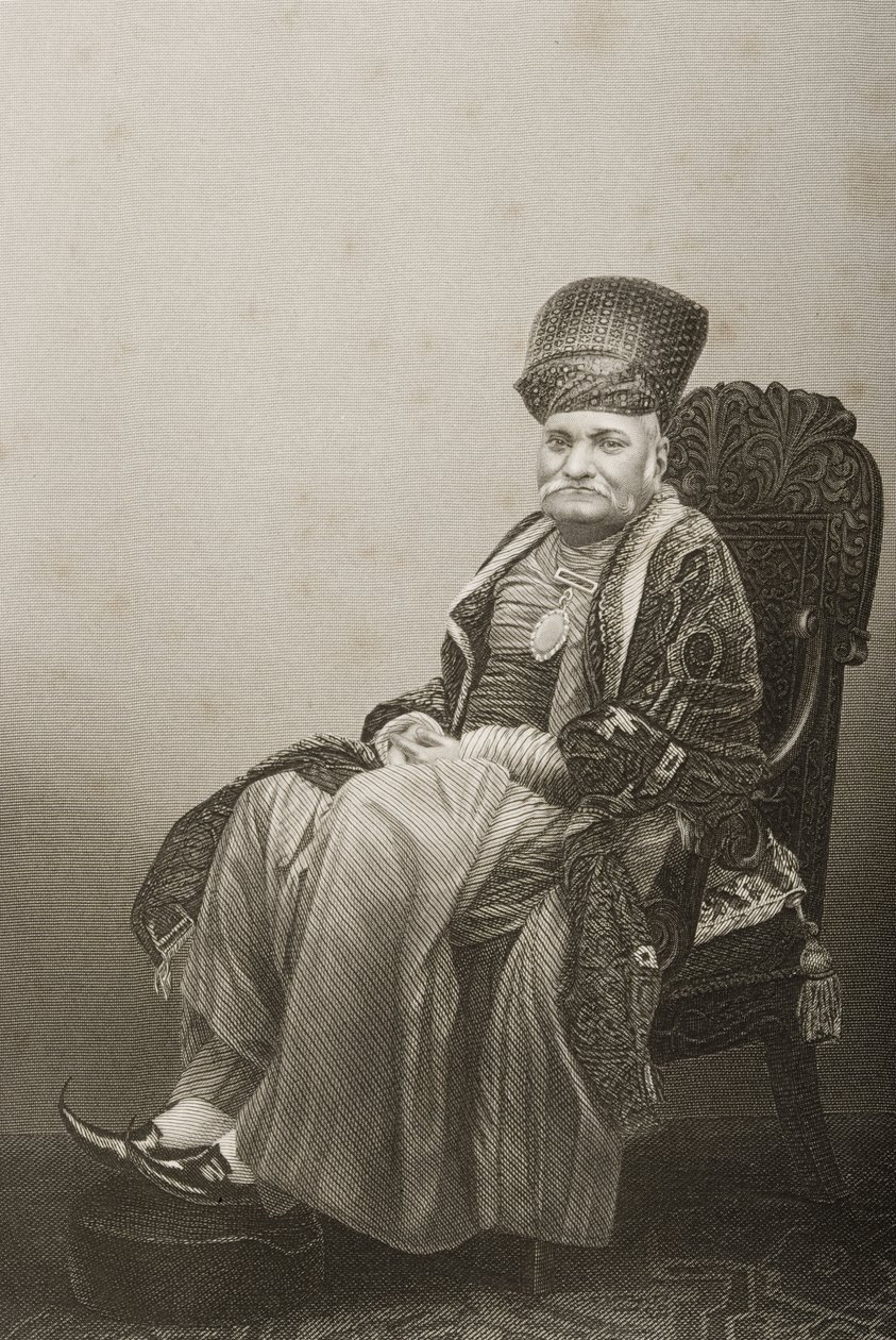 Sir Jamsetjee Jeejeebhoy (1783-1859) graveret af D.J. Pund fra et fotografi, fra 
