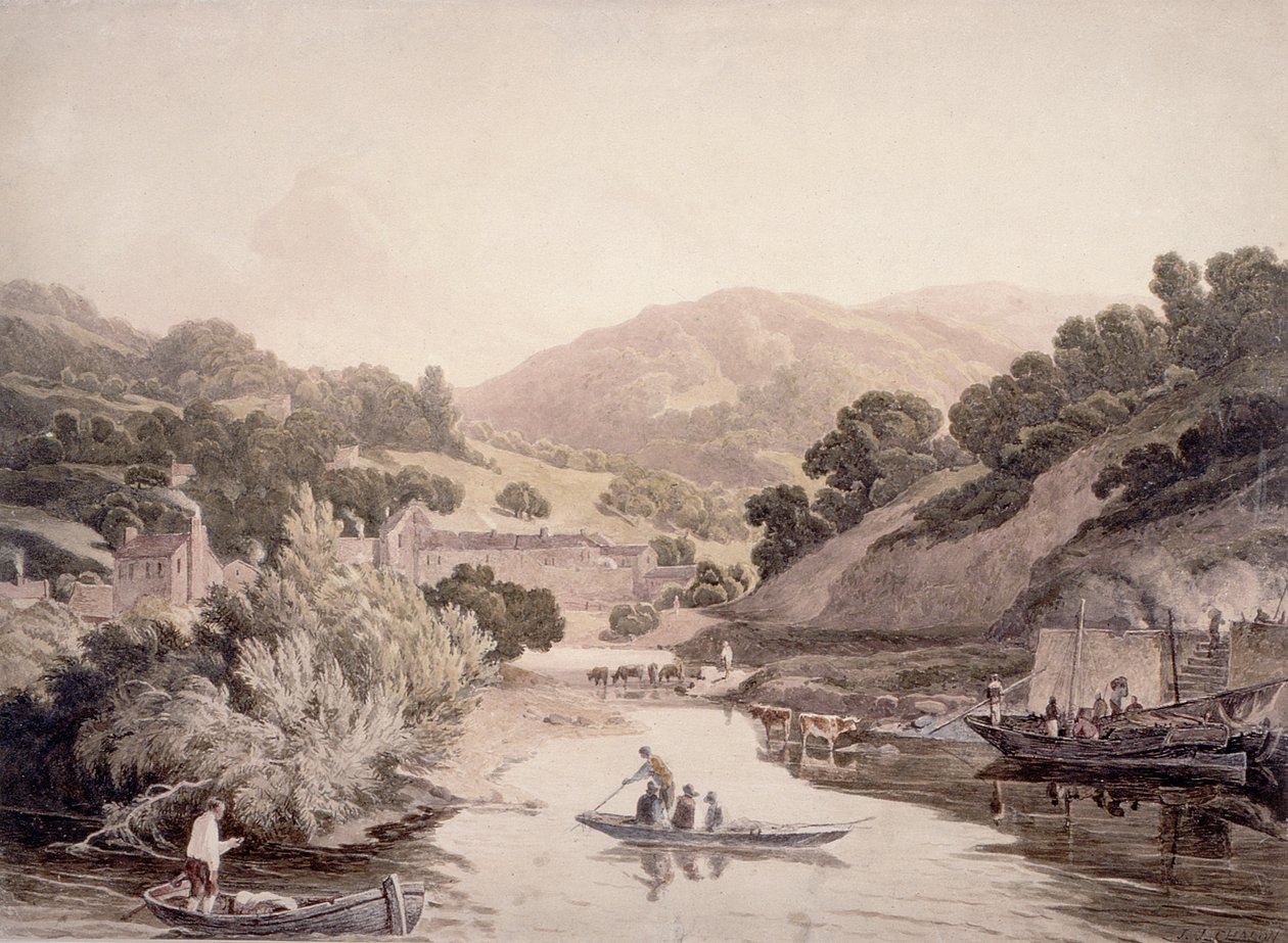 Flodscene i Devonshire af John James Chalon
