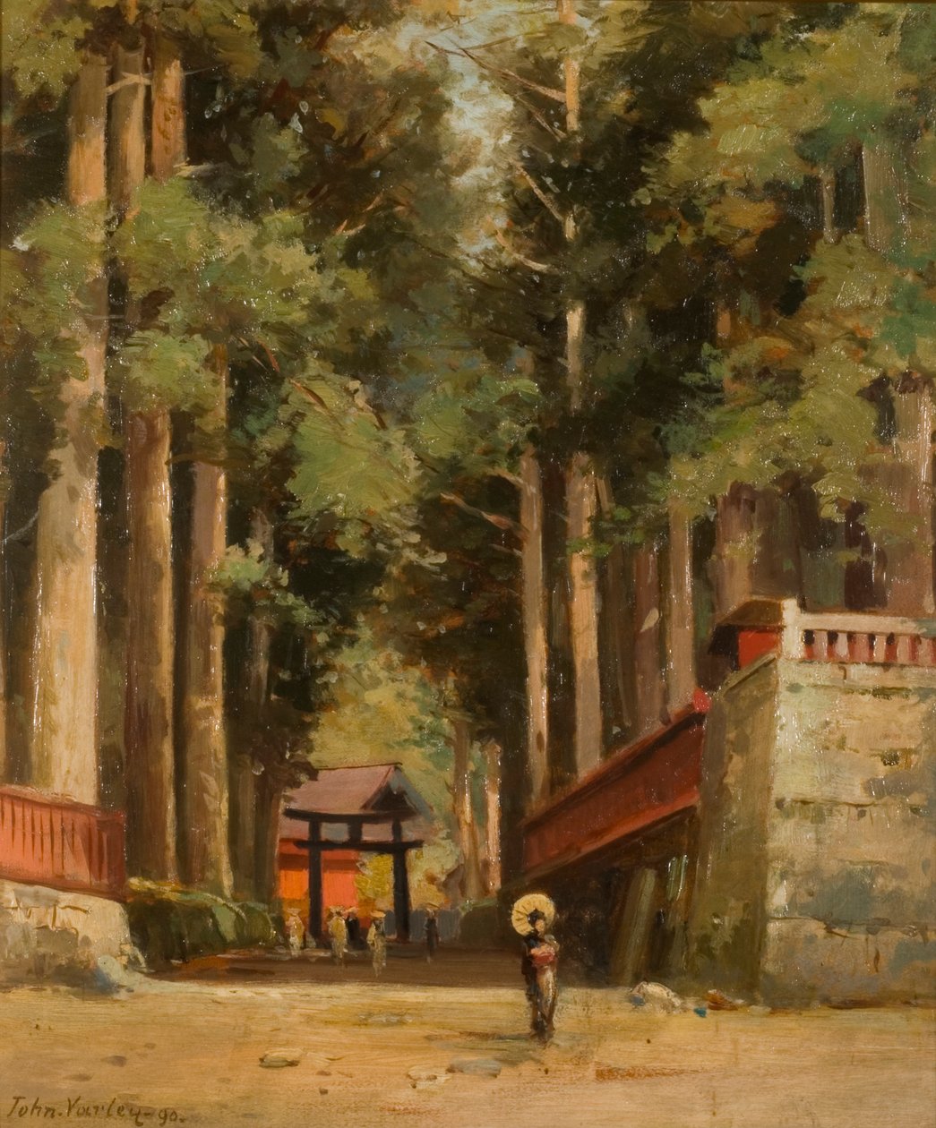 Avenue of Cryptomeria, der fører til templet i Fiaharajinshu, Nikko, Japan, 1890 af John Jnr. Varley