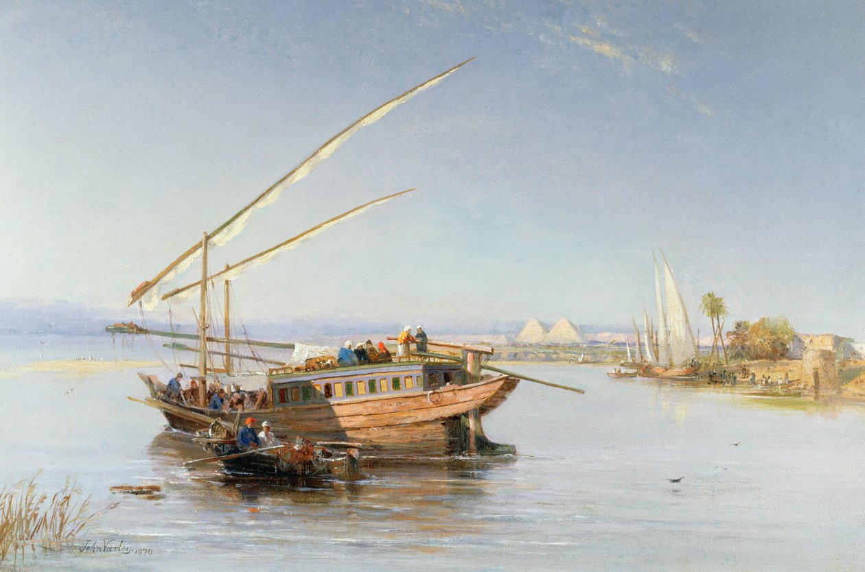 Feluccas ved Nilen, 1879 af John Jnr. Varley