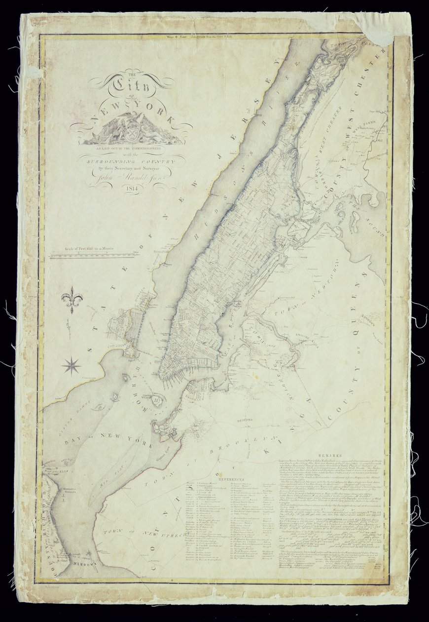 Kort over byen New York som udlagt af kommissærerne, 1814 af John Jr. Randel