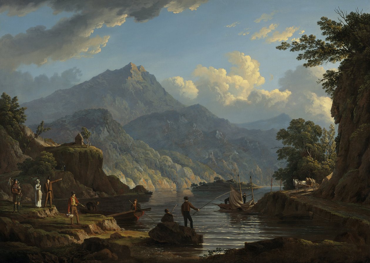 Landskab med turister på Loch Katrine af John Knox