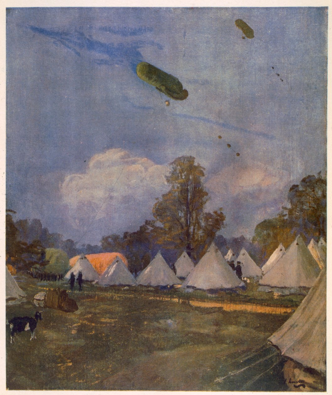 Drageballoner, Roehampton, 1915, fra britiske kunstnere ved fronten, fortsættelse af vestfronten, 1918 af John Lavery
