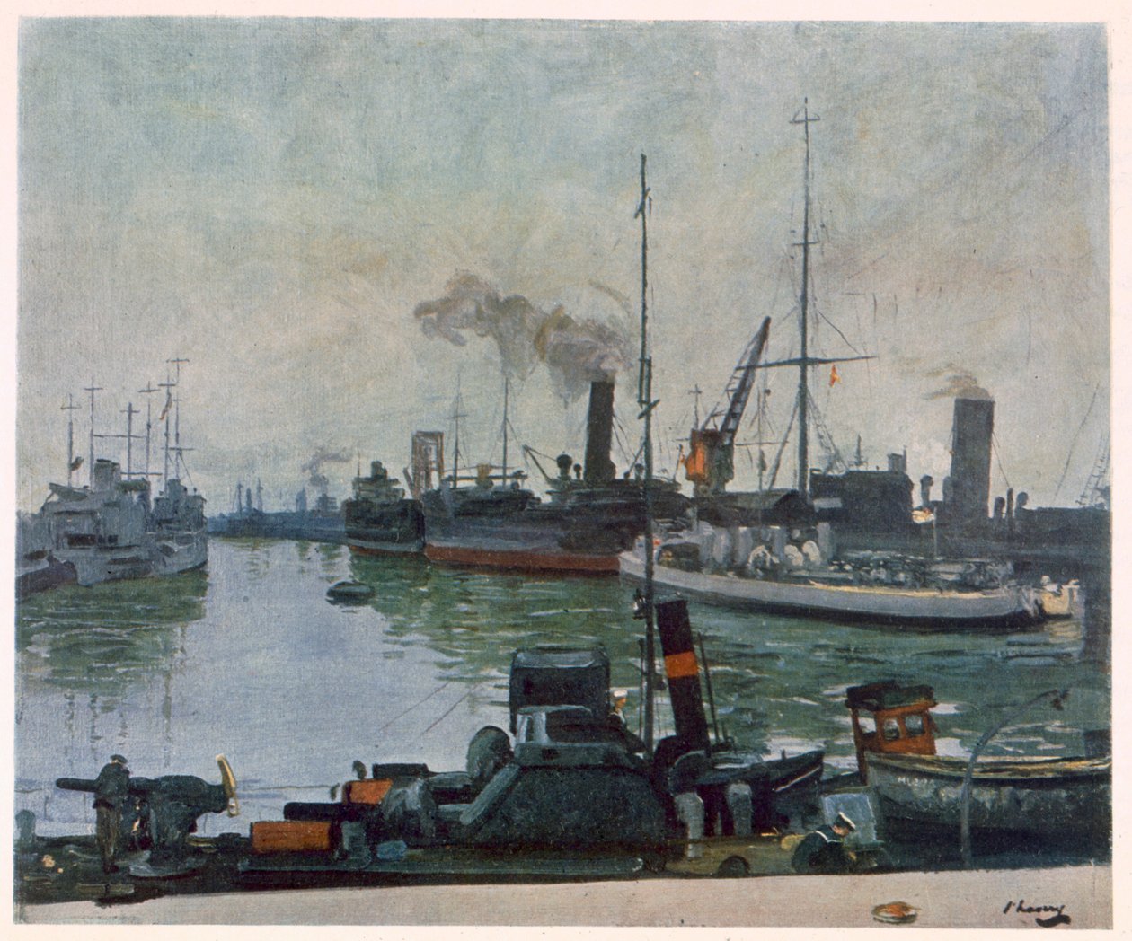 Patrolbåde, fra britiske kunstnere ved fronten, fortsættelse af vestfronten, 1918 af John Lavery