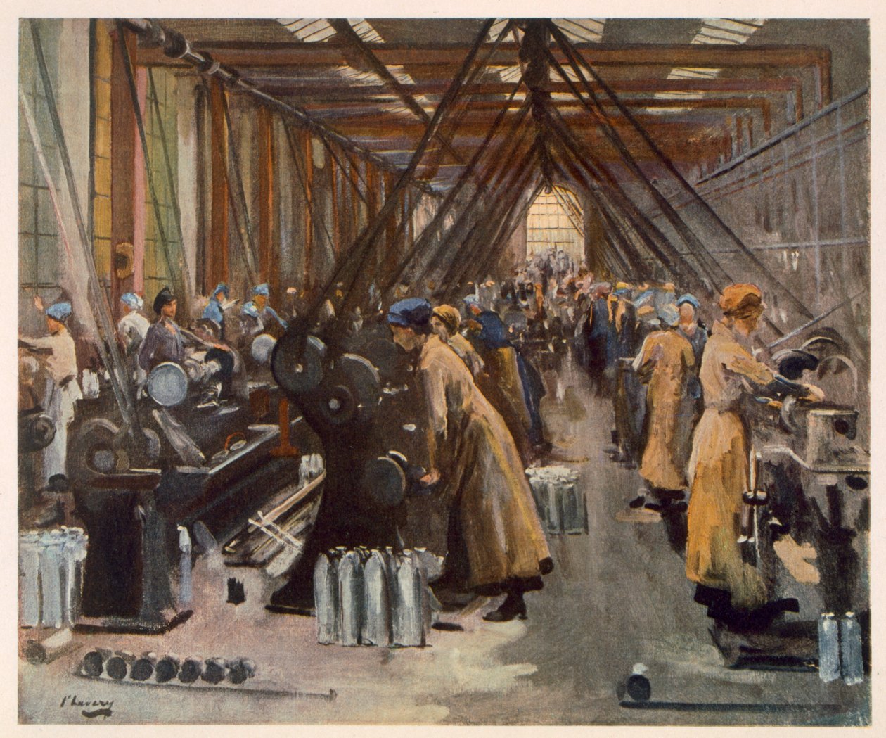 Shell Making, Edinburgh, fra britiske kunstnere ved fronten, fortsættelse af vestfronten, 1918 af John Lavery