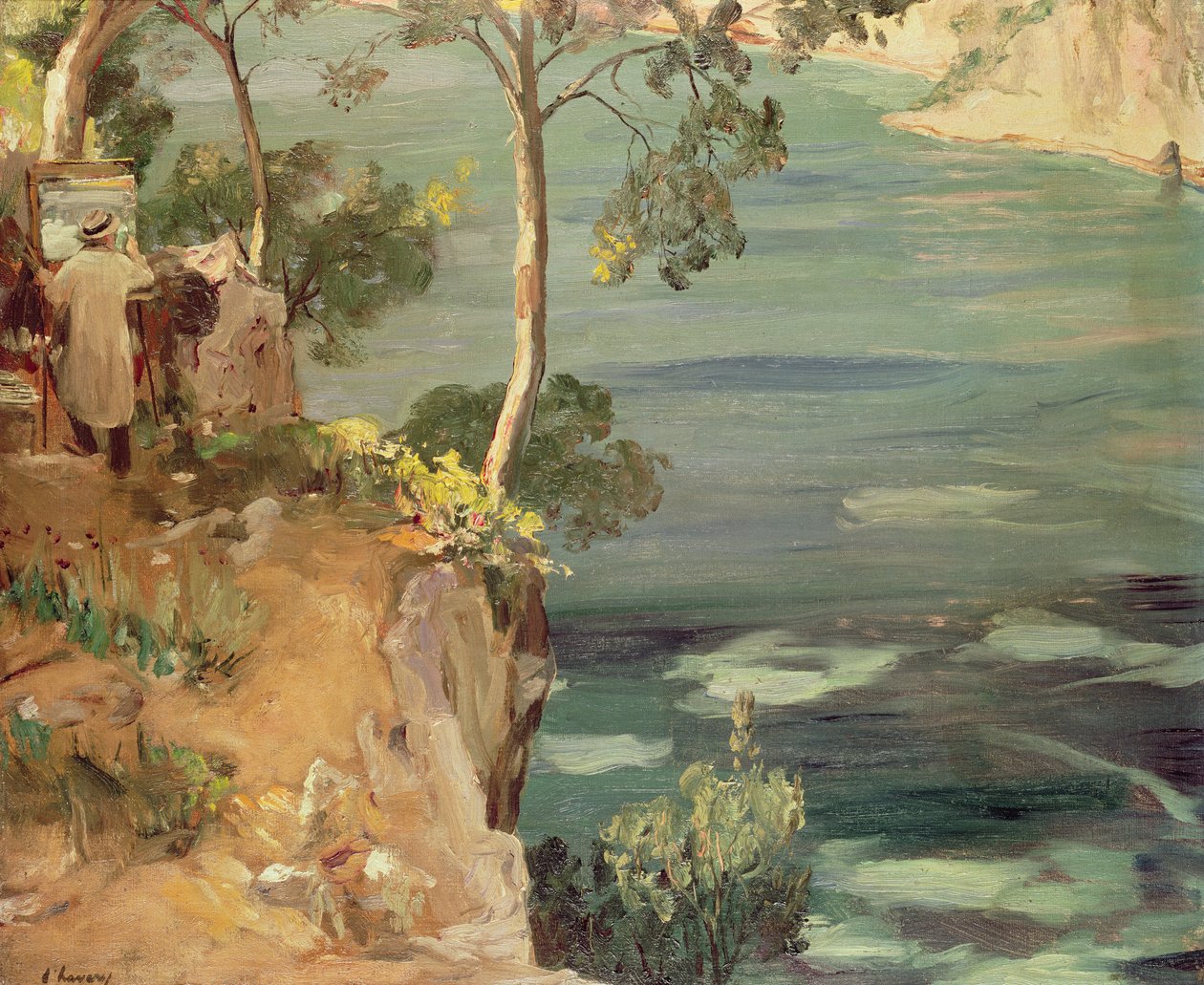 The Blue Bay: Mr Churchill på Rivieraen af John Lavery
